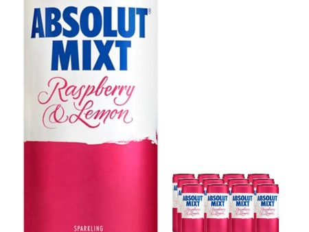 Absolut Mixt Raspberry & Lemon Premixed Cocktail Can, 12 x 250 ml For Sale