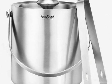 VonShef 2L Stainless Steel Ice Bucket with Tongs Hot on Sale