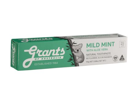 Grants Of Australia Toothpaste Mild Mint with Certified Organic Aloe Vera 110g Online now