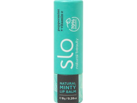 Slo Natural Beauty Organic Natural Minty Lip Balm Peppermint + Vitamin E 8g Online now