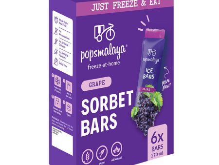 Pops Malaya Freeze-at-home Sorbet Bars - Grape 6x45ml For Sale