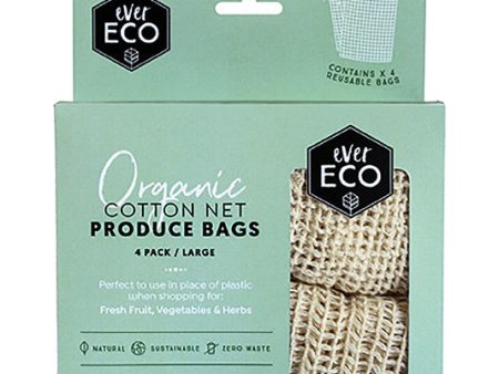 Ever Eco Reusable Produce Bags Organic Cotton Net 4 Pack Online now