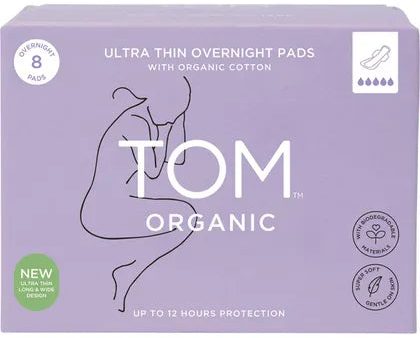 TOM Organic Pads Ultra Thin Overnight 6x8pk Online now