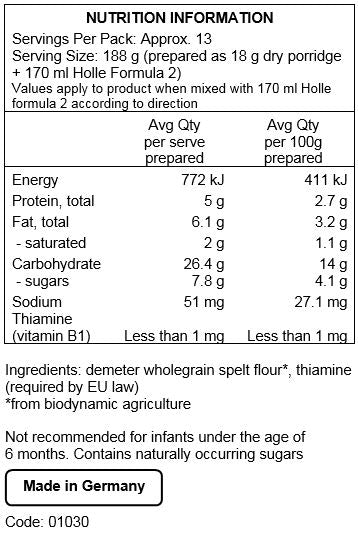 Holle Organic Spelt Porridge 150g Online Sale