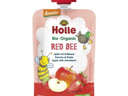 Holle Organic Red Bee Pouch - Apple with Strawberries 100g x 12 Online now