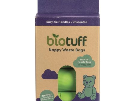 Biotuff Nappy Waste Bags Refill 4 x 10 Bag Rolls 40pk Fashion