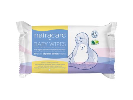 Natracare Organic Cotton Baby Wipes (with Organic Apricot Oil, Chamomile & Linden) x 50 Pack on Sale