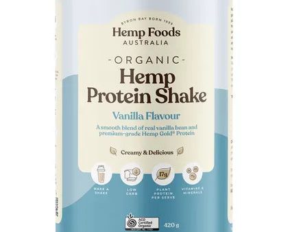 Hemp Foods Australia Organic Hemp Protein Shake Vanilla 420g Hot on Sale