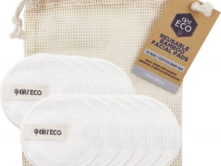 Ever Eco Reusable Bamboo Facial Pads White With Cotton Wash Bag 10 Online Sale