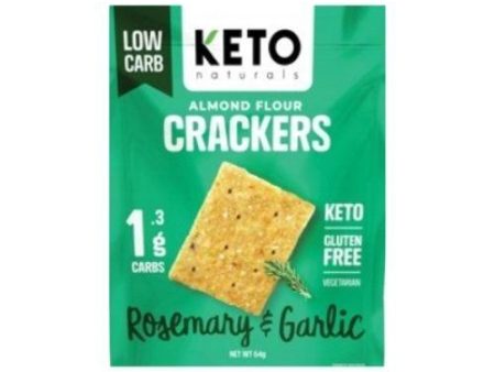 Keto Naturals Almond Flour Crackers Rosemary & Garlic 64g x8 For Sale