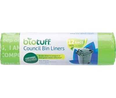 Biotuff Council Bin Liners Large Bags - 140L - 12 Pack Supply