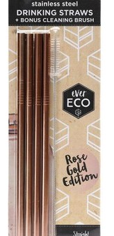 Ever Eco Rose Gold Straws Straight - 4Pack+ Brush Online now