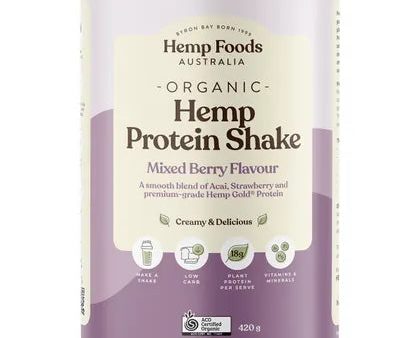 Hemp Foods Australia Organic Hemp Protein Shake Mixed Berry 420g Supply