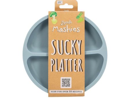 Little Mashies Silicone Sucky Platter Plate - Dusty Blue on Sale