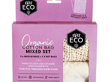 Ever Eco Reusable Produce Bags Organic Cotton Mixed Set 4 Pack Cheap