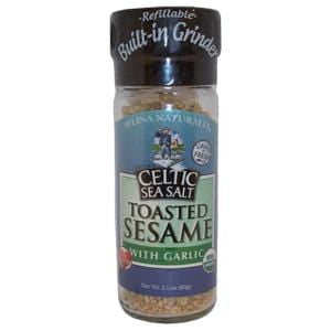 Celtic Sea Salt Sesame Salt Grinder, Garlic, Organic - 2 ozs. Fashion