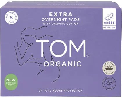 TOM Organic Pads Extra Overnight 4x8pk Hot on Sale