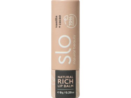 Slo Natural Beauty Organic Natural Rich Lip Balm Vanilla + Cacao 8g Hot on Sale