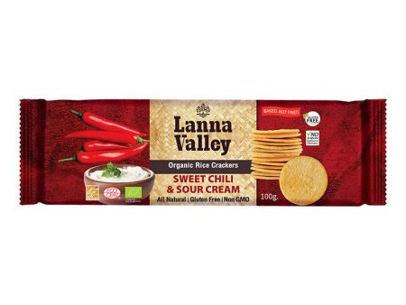 Lanna Valley Organic Rice Crackers - Sweet Chili & Sour Cream 100g For Sale