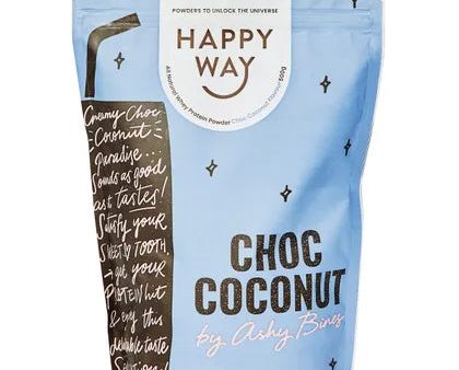 Happy Way Ashy Bines Whey Protein Powder Choc Coconut 500g Supply