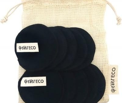 Ever Eco Reusable Bamboo Facial Pads Black With Cotton Wash Bag 10 Cheap