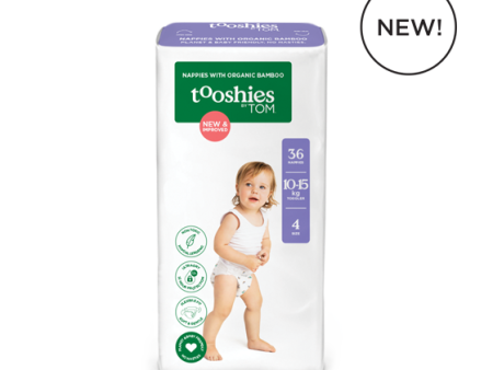 Tooshies By Tom Nappies With Organic Bamboo Size 4 Toddler - 10-15kg 2x36 For Cheap