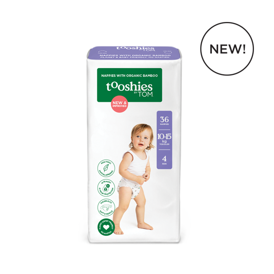 Tooshies By Tom Nappies With Organic Bamboo Size 4 Toddler - 10-15kg 2x36 For Cheap