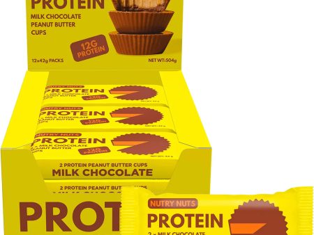 Nutry Nuts Protein Peanut Butter Cups - Milk Chocolate 42g x 12 Clearance For Cheap