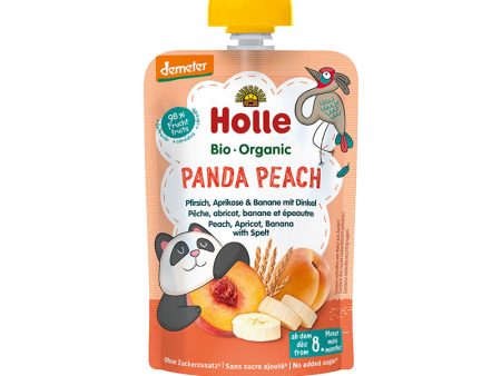 Holle Organic Panda Peach Pouch - Peach, Apricot, Banana with Spelt 100g x 12 For Sale