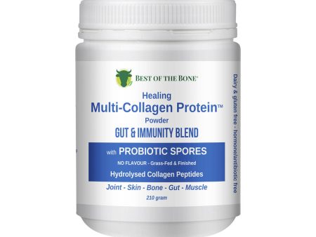 Best of the Bone Healing Multi-Collagen Protein Powder Gut & Immunity Blend with Probiotic Spores Unflavoured 210g Online now