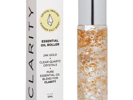 Summer Salt Body - Essential Oil Roller With 24K Gold Clarity - Clear Quartz Crystals 10ml Online now