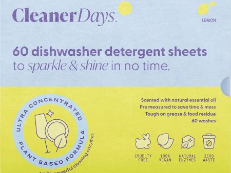 Cleaner Days Dishwasher Detergent Sheets Lemon 60pcs Hot on Sale