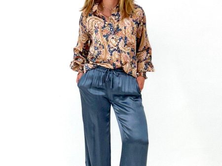 A Blue Satin Dream Pant For Discount