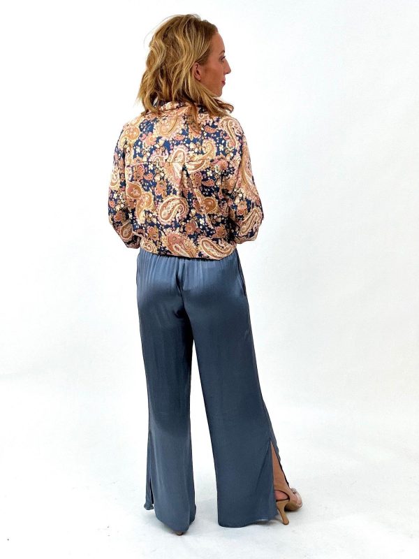 A Blue Satin Dream Pant For Discount