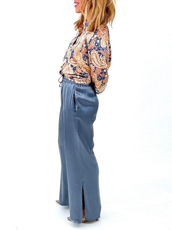 A Blue Satin Dream Pant For Discount