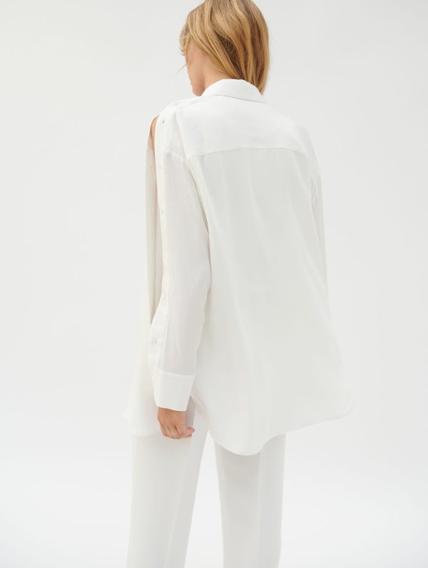 Ivory silk button sleeve shirt Sale