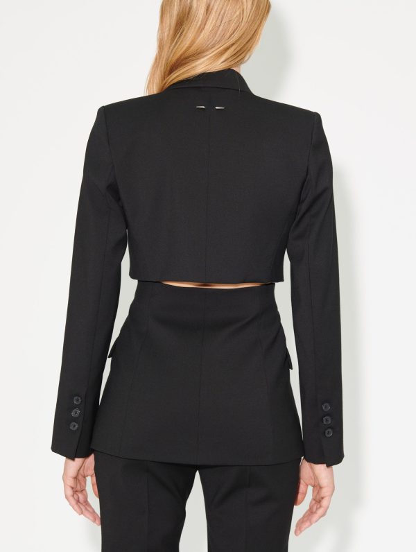 Black wool gabardine cut out jacket Fashion