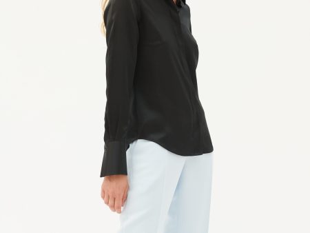 Black silk satin shirt Online