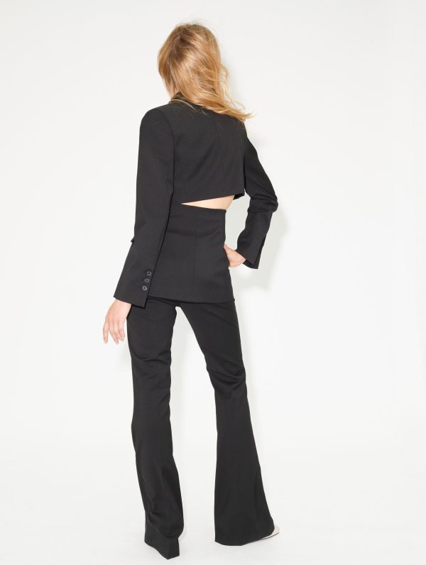 Black wool gabardine cut out jacket Fashion