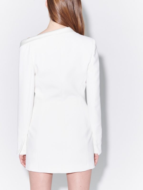 Tuxedo dress in ivory crepe Discount