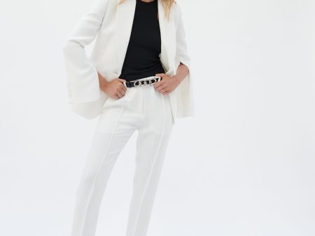 White crepe suit jacket with zip sleeves Fashion