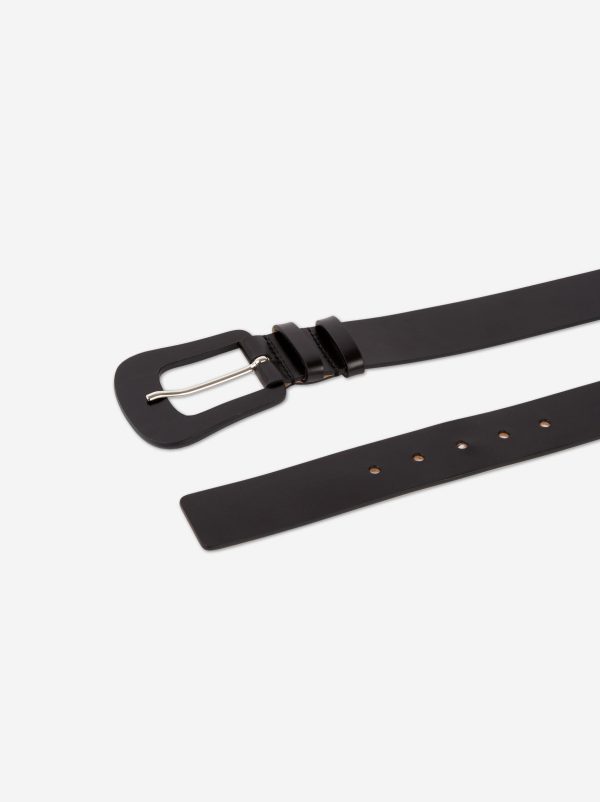 Wide black leather belt Fashion