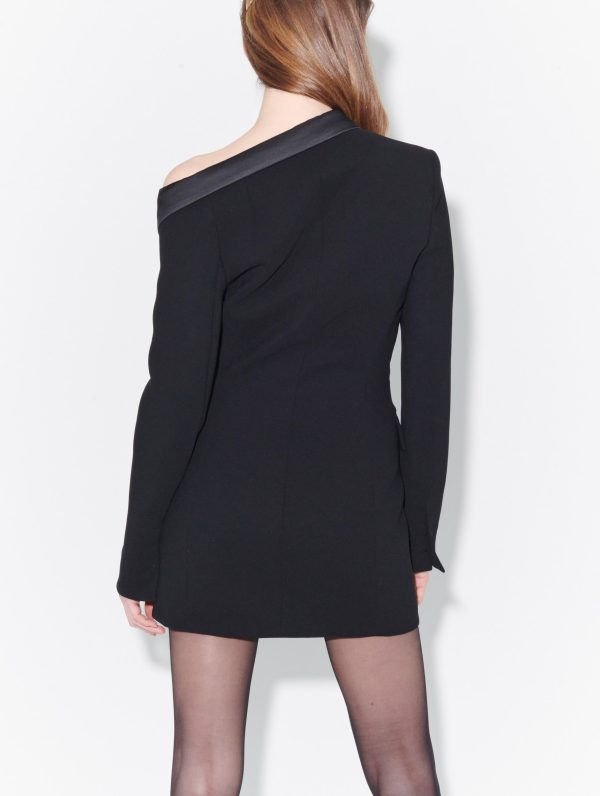 Tuxedo dress in black crepe Online now