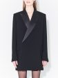 Black crepe swing jacket with satin lapel collar Hot on Sale