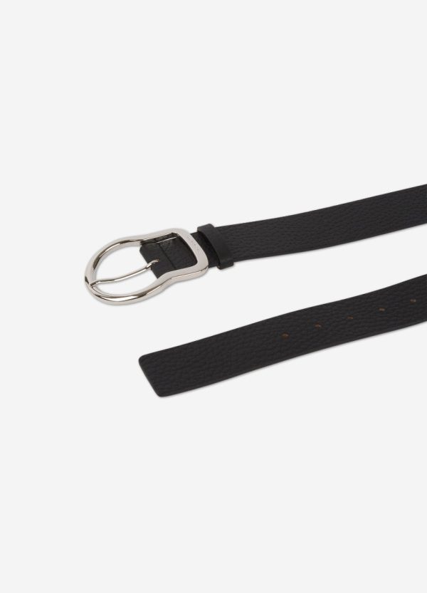 Wide black leather belt Fashion