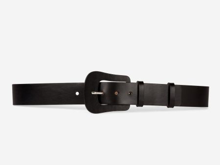 Wide black leather belt Fashion