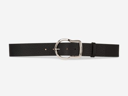 Wide black leather belt Fashion