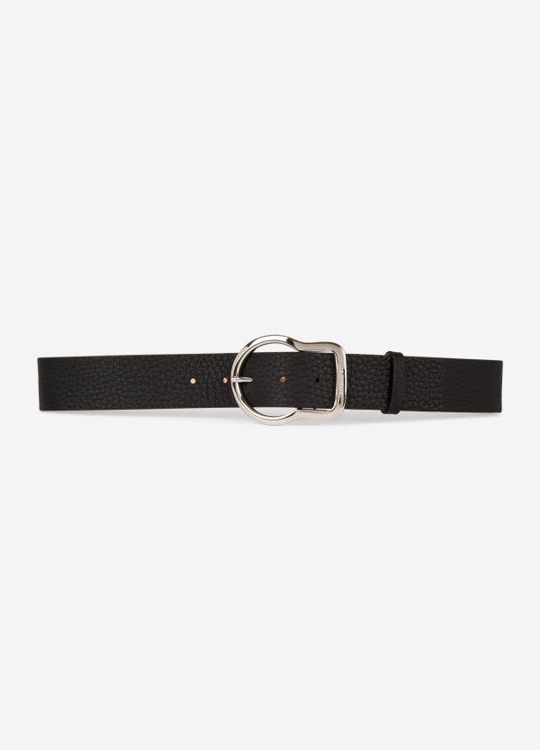 Wide black leather belt Fashion